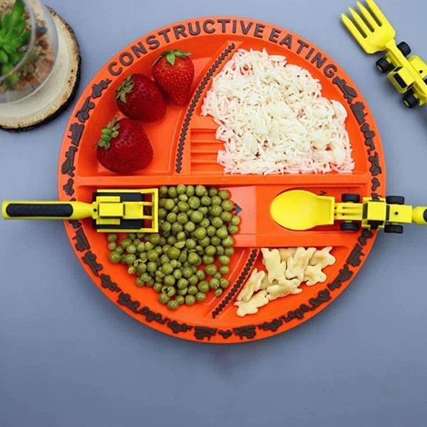 IndepDine™ - JUEGO DE HERRAMIENTAS DE COCINA PARA NIÑOS CREATIVOS - SET CUBIERTO + PLATO