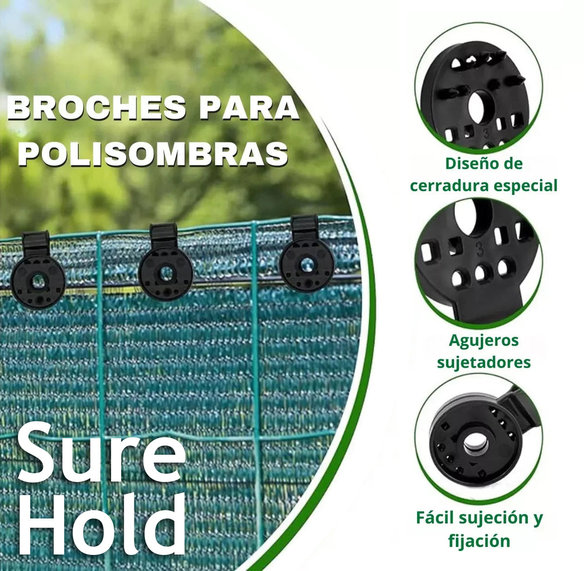 SureHold™ - Clips de plástico para tela de sombra