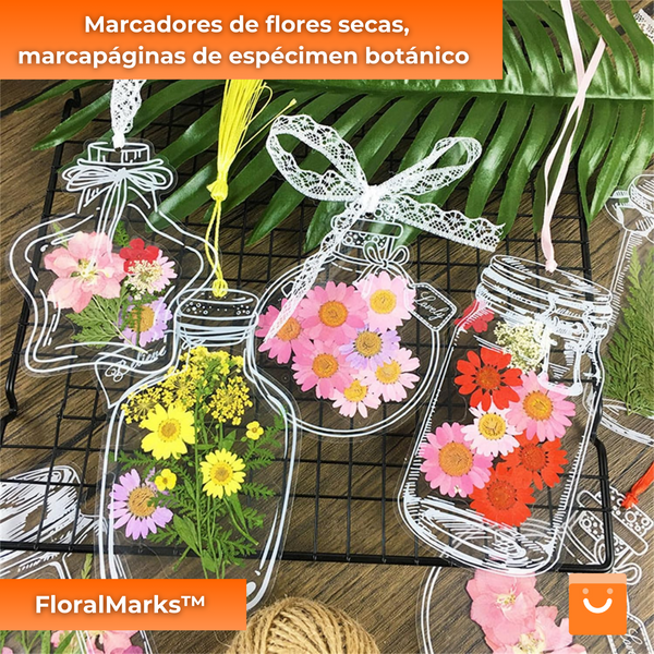 FloralMarks™ - Marcadores de flores secas, marcapáginas de espécimen botánico