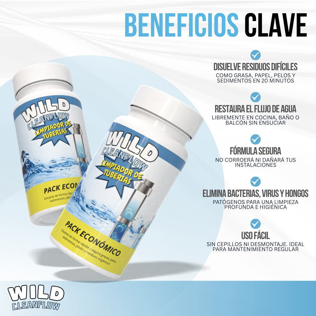 Wild Cleanflow™ - Desatasca sin esfuerzo. Limpia desde la raíz