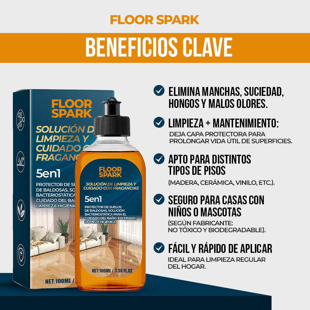 Floor Spark Pisos limpios, brillantes y protegidos—todo en un solo paso.