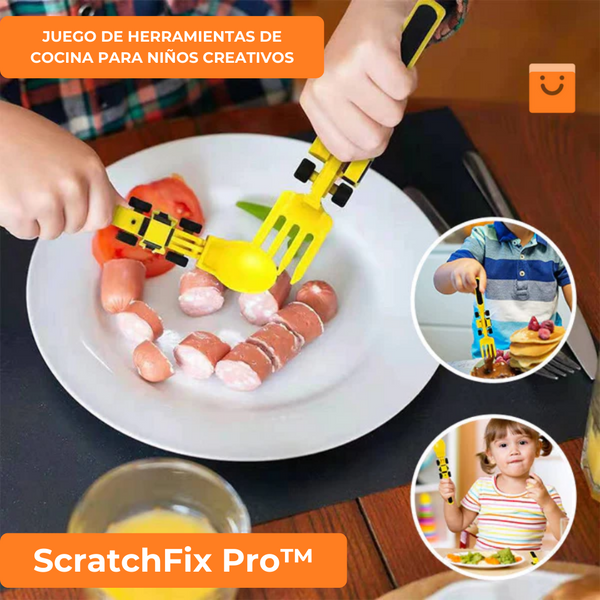 IndepDine™ - JUEGO DE HERRAMIENTAS DE COCINA PARA NIÑOS CREATIVOS - SET CUBIERTO + PLATO