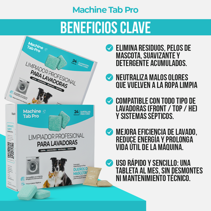 Machine Tab Pro™ - Tu lavadora limpia de verdad, no solo por fuera.