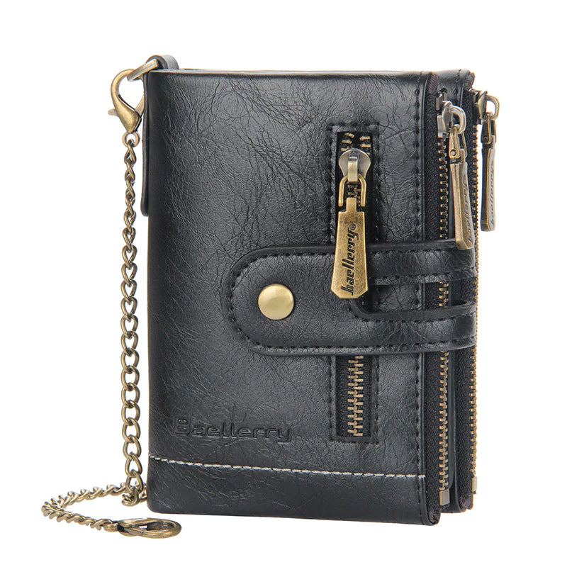 SecureZip Wallet™ - CARTERA VINTAGE CON DOBLE CREMALLERA Y MÚLTIPLES RANURAS PARA TARJETAS PARA HOMBRE
