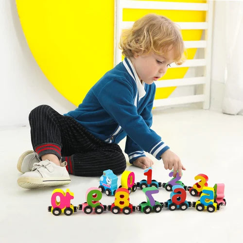 TrainKids™ - tren de madera magnético para aprender números y letras
