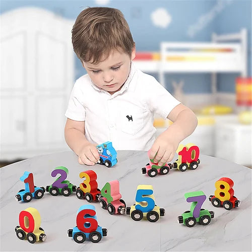 TrainKids™ - tren de madera magnético para aprender números y letras